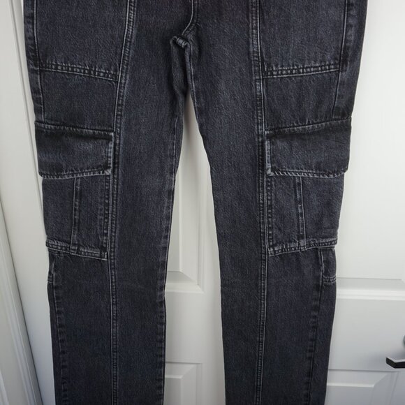 New Frame High Rise Utility Straight Leg Cargo Jeans in Black Astray size 25 - Picture 5 of 15